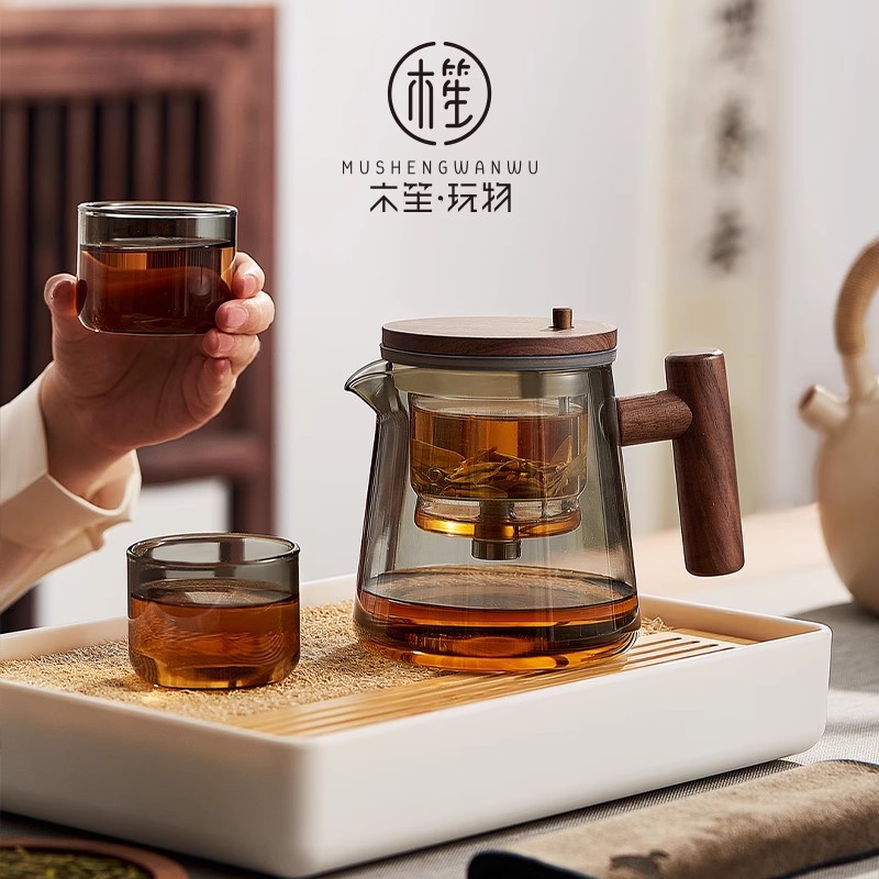 木笙玩物飘逸杯泡茶壶茶水分离冲茶器办公室耐高温玻璃过滤泡茶杯