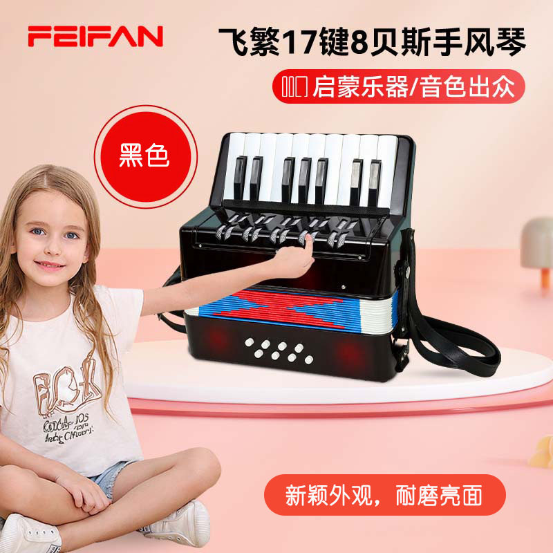 飞繁17键彩盒款黑色儿童手风琴初学入门手风琴儿童玩具乐器