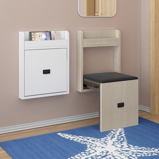 IL折叠壁挂式入户门口玄关穿鞋凳隐形家用进门挂墙上超窄鞋柜换鞋