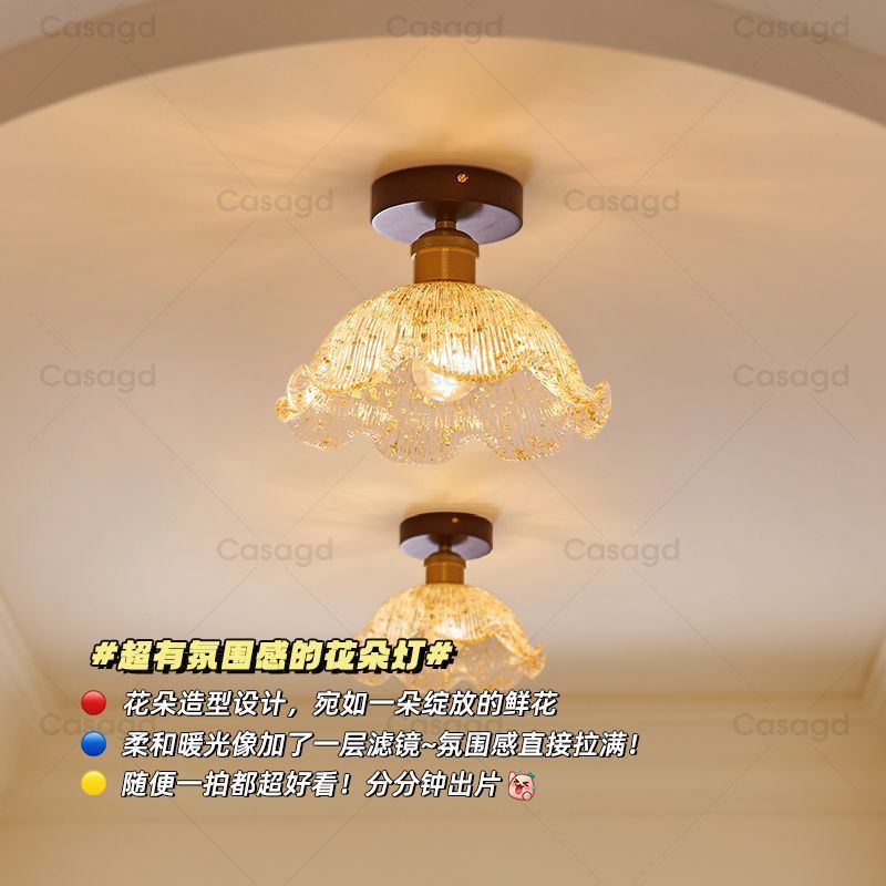 法式中古风创意花朵过道灯中式浪漫复古走廊玄关厨卫阳台吸顶灯