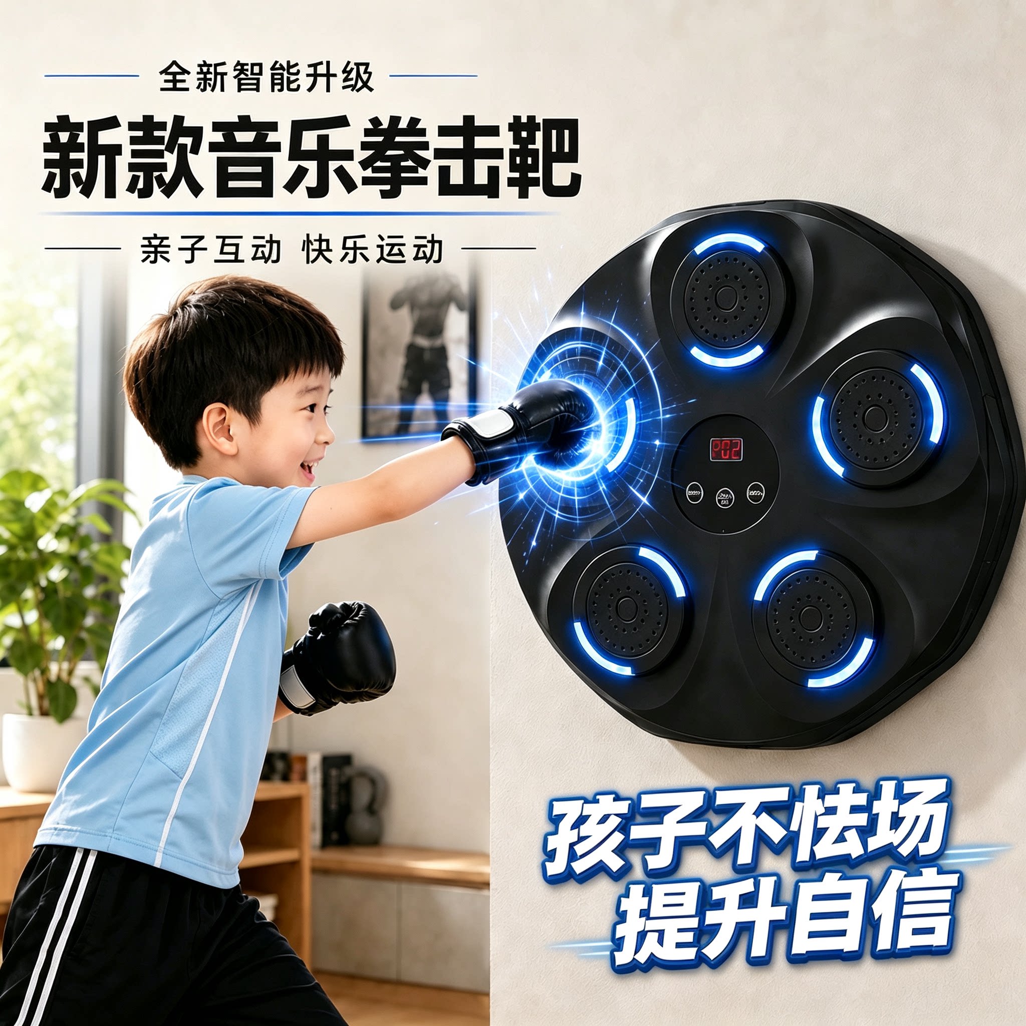 儿童礼物智能音乐拳击机家用墙靶训练器材拳击健身玩具散打训练器