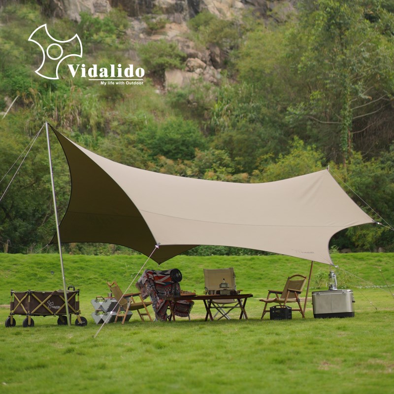 速发维达利多大枫叶天幕露炎营古户外超大蝶形复帐TC棉遮棚幕布