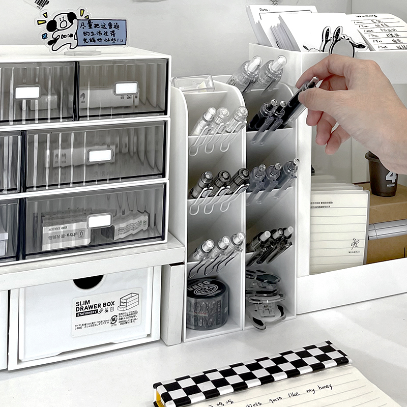 速发斜插式笔面收功盒创意办公室桌筒多纳能笔桶学生宿舍书桌文具