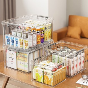 速发零食小吃收纳箱儿物杂用玩具整理盒家童加厚带盖透明级