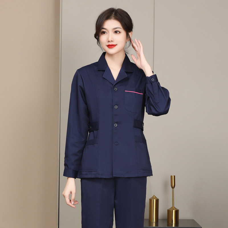 现货藏蓝色西服领l护士服长袖分体套装短款口腔男护理医生工作服