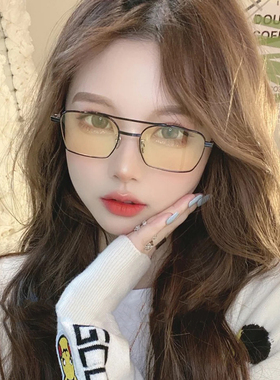 速发双梁黄色太小脸款海边装假度属小框太男潮流金饰时尚