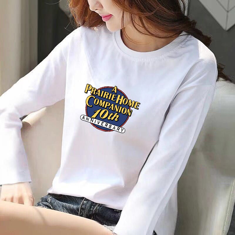 速发白百长袖2恤潮202t新款春秋大码纯棉圆领上衣宽松色搭打底衫