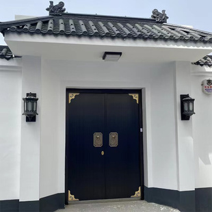 中式 新款 铜门别墅大门双开门农村自建房家用乡村庭院子母进户四对