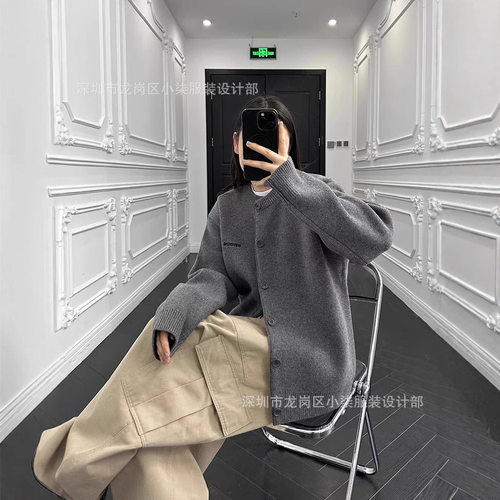 过验/重磅限定】24FW WE11羊毛开衫毛衣女秋季韩系上衣外套情侣款