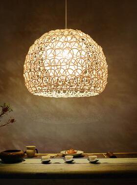 创意个性吊灯餐厅竹编麻球鸟巢竹编阳台现代简约温馨浪漫藤艺灯具