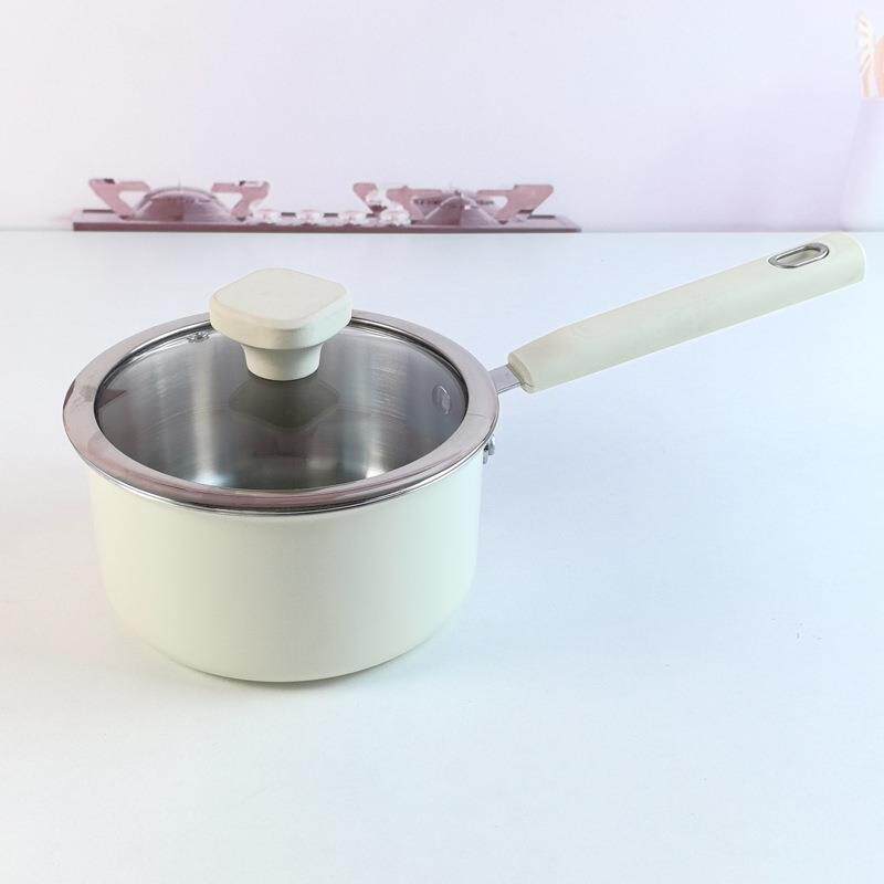 304三层钢奶锅不锈钢平底雪平锅18cm煮面锅不粘小汤锅磁灶通用