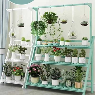 楠竹花架子客厅阳台多肉花盆摆放架置物架实木家用白色办公室花架