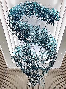 酒店大堂水晶艺术灯具会所服装店宴会厅沙盘绿色冰块石头装饰吊灯