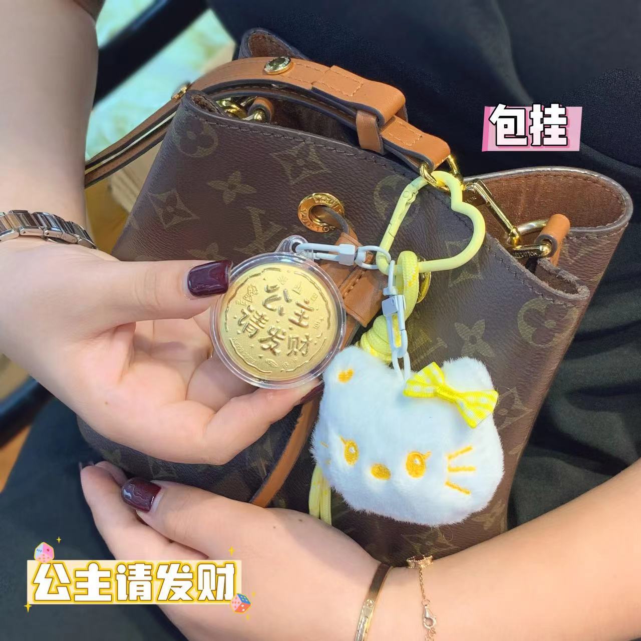 足金999吉言小饼含金工艺品猫咪挂件包包钥匙扣低价引流饰品车挂