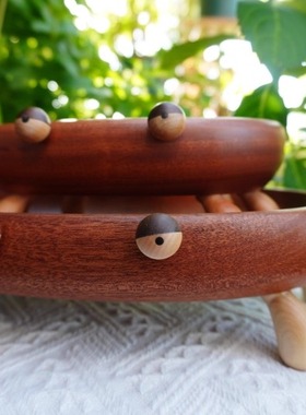 北美黑胡桃螃蟹盘置物盘干果盘