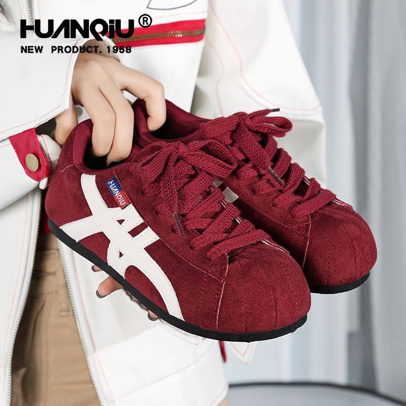 环球酒红色德训鞋女鞋平底圆头软底轻便防滑学生休闲复古日常板鞋,女鞋,德训鞋,淘宝优惠券,粉丝福利购,淘宝优惠卷
