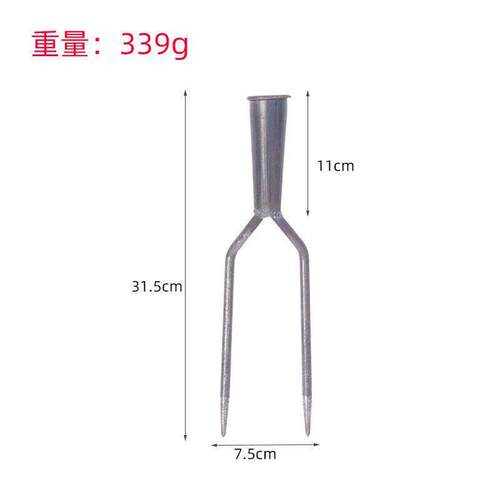 纯钢锻打稻草叉两股叉铁叉鱼叉稻杆叉二齿两齿叉双尖头叉固定钢叉