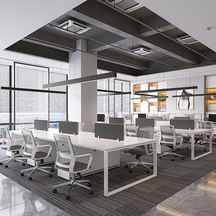 6人员工钢架白色工作位屏风办公室桌椅组合 职员办公桌简约现代4