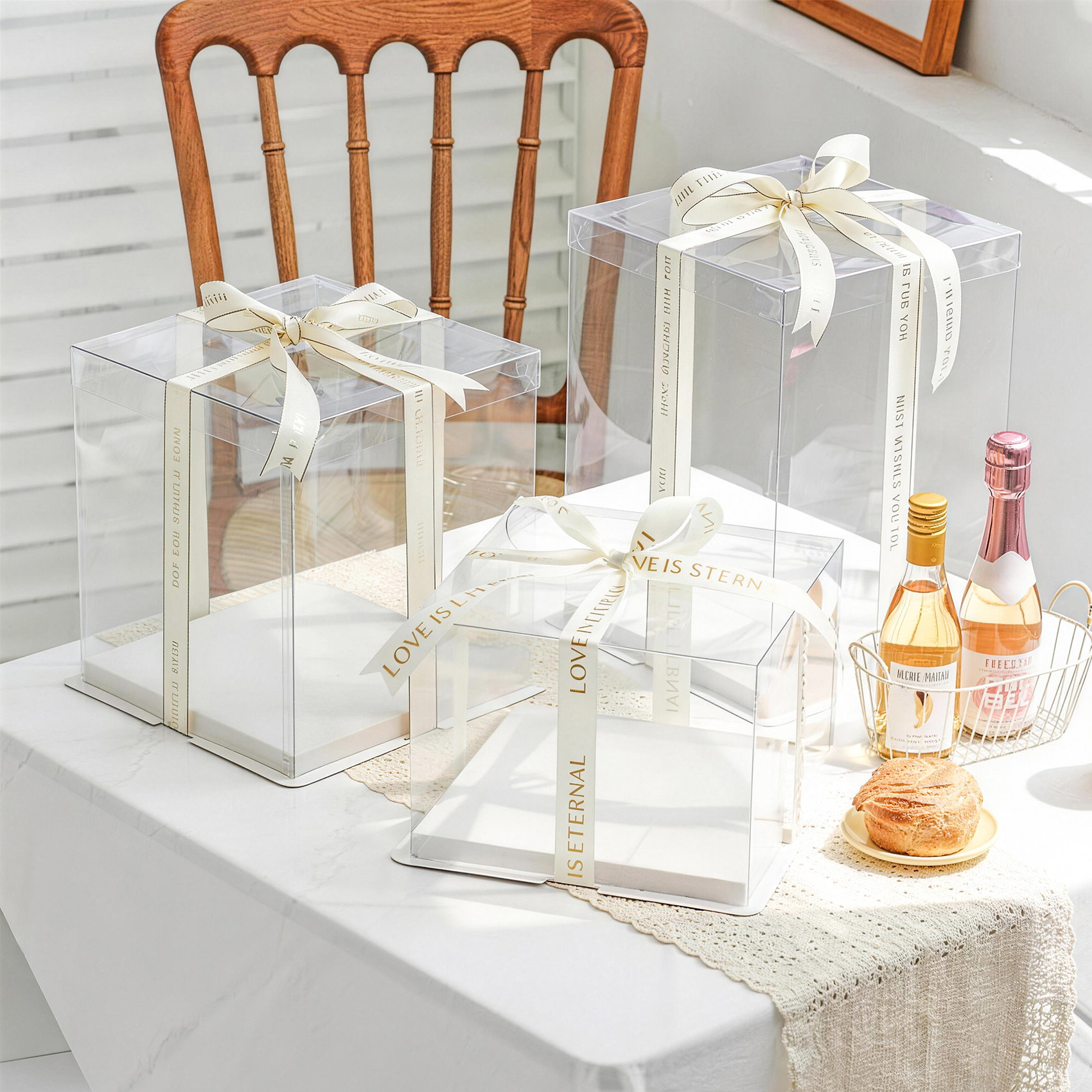 网红透明生日蛋糕盒包装盒子4寸四6六8八10十12/14寸双层加高打包