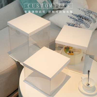 网红透明生日蛋糕盒子包装盒4四6六8八10十12寸双层加高定制手提