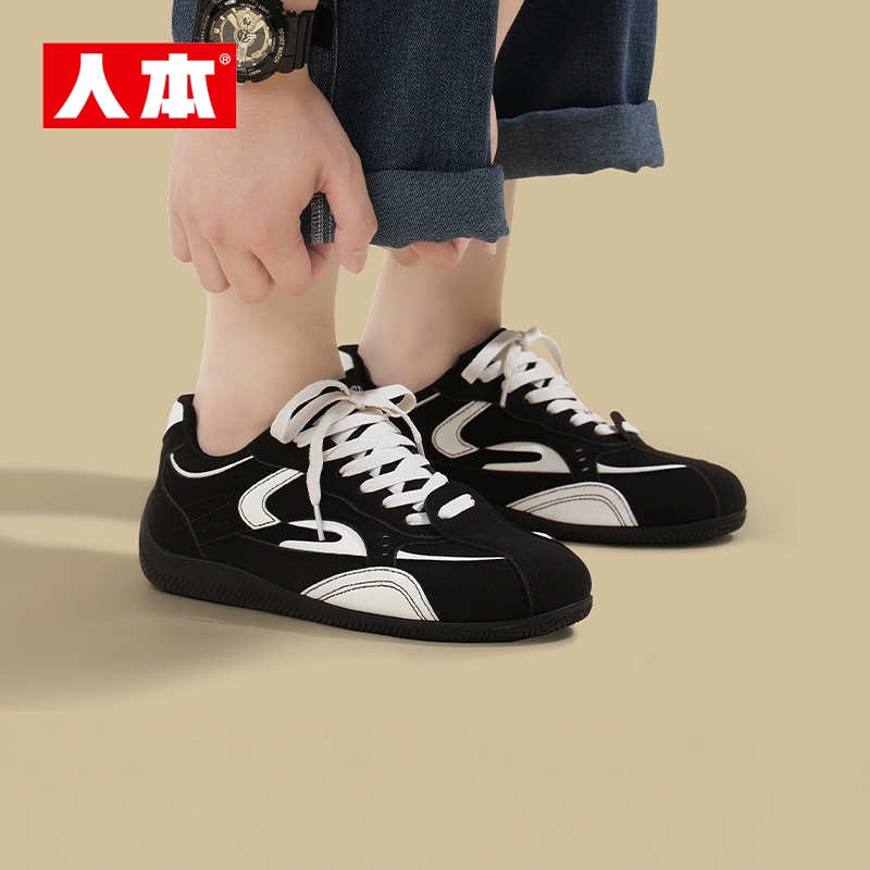 人本官方店2025新款秋季透气鞋子男鞋百搭学生耐磨休闲鞋德训鞋