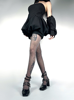 white socks芭蕾风金银丝biling丝袜粉紫爱心提花显瘦打底连裤袜