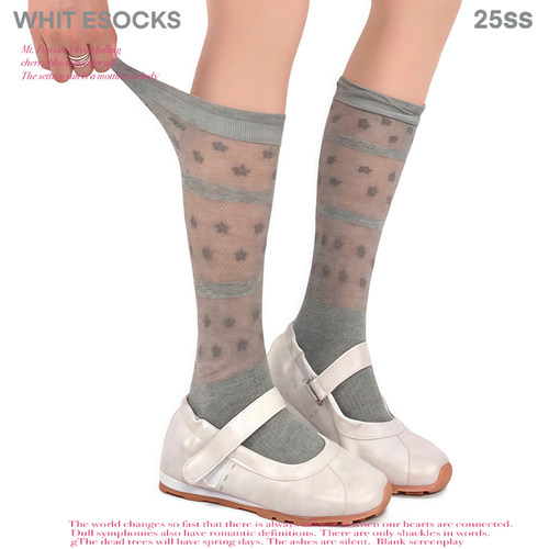 WHITE SOCKS春夏超薄堆堆袜女简约百搭中筒袜花朵网眼透气小腿袜