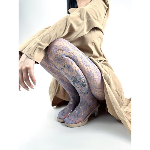 white socks樱花网格韩系镂空丝袜日系甜美打底渔网袜显瘦连裤袜