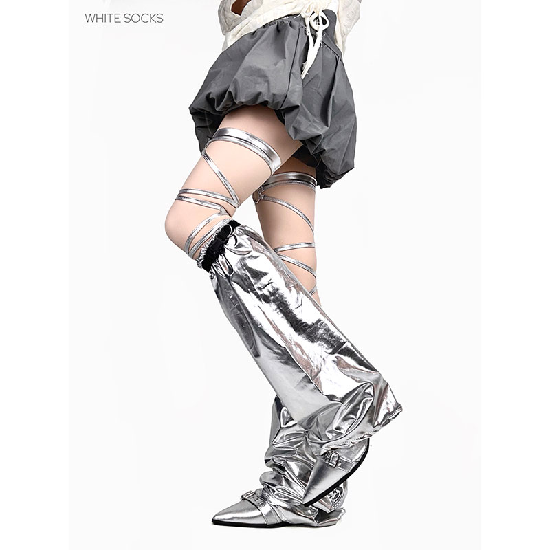 银色未来科技感y2k亚比腿套