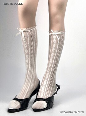 white socks 蕾丝花边芭蕾风小腿袜少女蝴蝶结日系甜美中筒堆堆袜