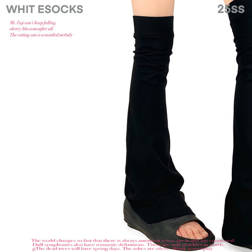 WHITE SOCKS黑色加长款堆堆袜简约微喇款大腿袜套春秋百搭阔腿套