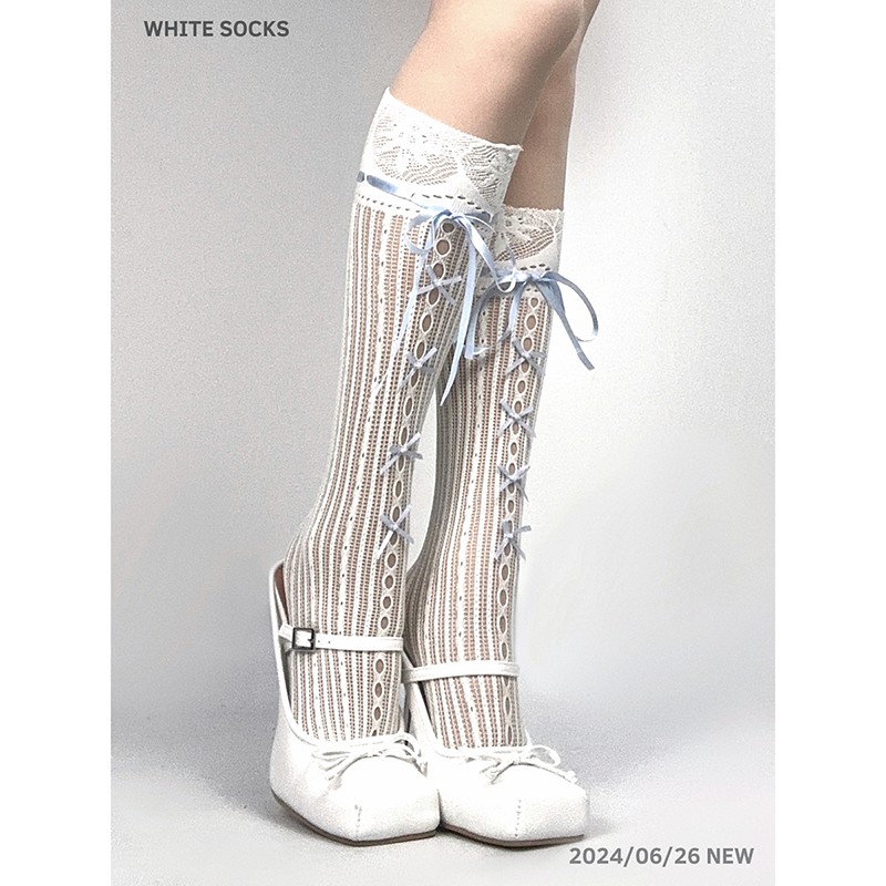 洛丽塔蝴蝶结小腿袜芭蕾风堆堆袜