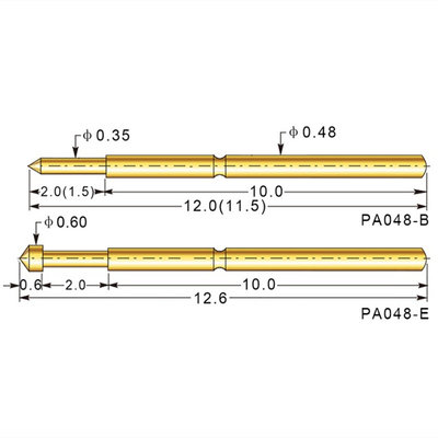 测试探针P048-B J F直径0.48MM精密测试针光板针弹簧针顶针