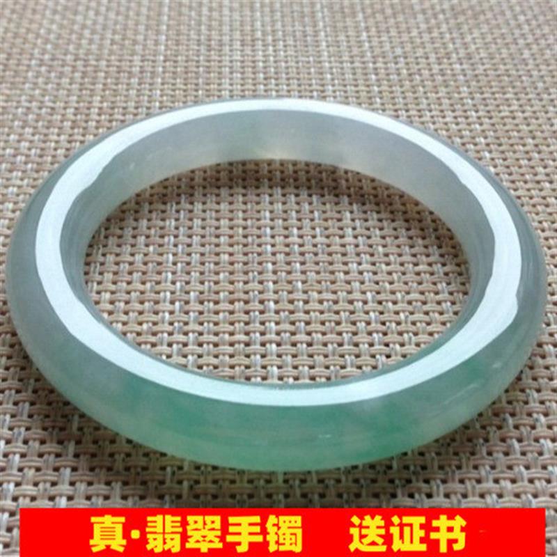 缅甸翡翠货手镯老坑冰糯种冰种圆条飘花翡翠玉手镯女款送礼处理