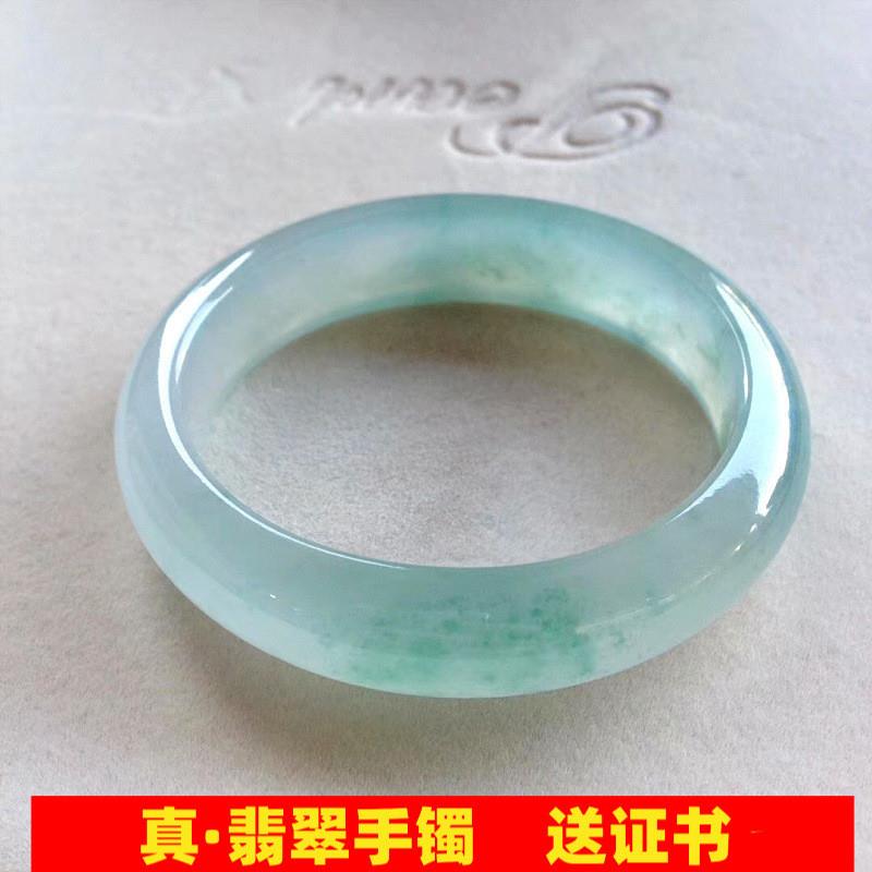 缅甸翡翠手镯冰透油青翡翠