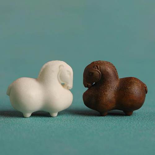 鹿角根付雕刻饰品生肖马挂