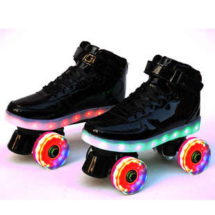 溜冰鞋成年双排滑轮男女旱冰场专用四轮滑冰鞋儿童大人发光轮滑鞋