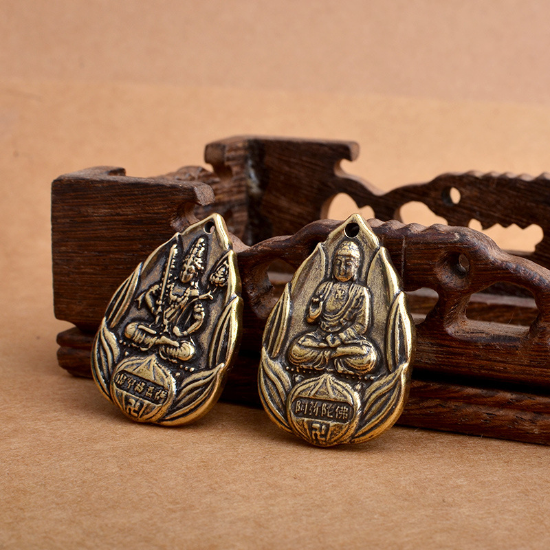 速发工铜八大守护神手黄配件饰品本命佛实心扣复古礼物挂坠吊件