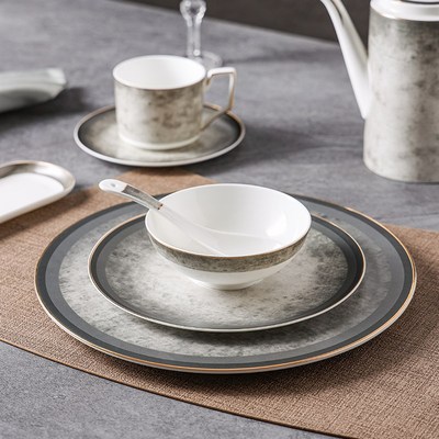 速发酒店骨瓷摆台餐具套装所用饭店专会碗碟碗盘三件套盘子碗组合