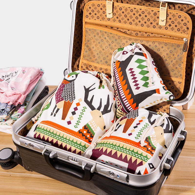 速发帆布抽绳衣口袋旅行便携包物内衣杂物分类收纳整理打束袋环保