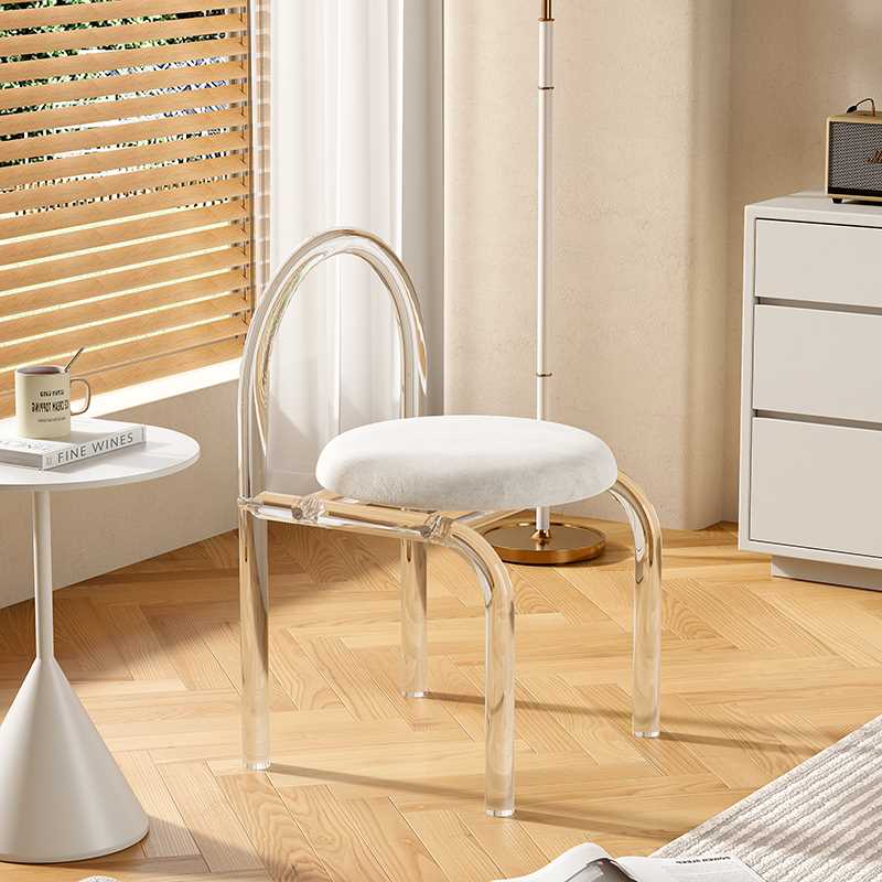 现代轻奢网红化妆椅亚克力透明椅子北欧水晶椅极简餐椅梳妆台凳子