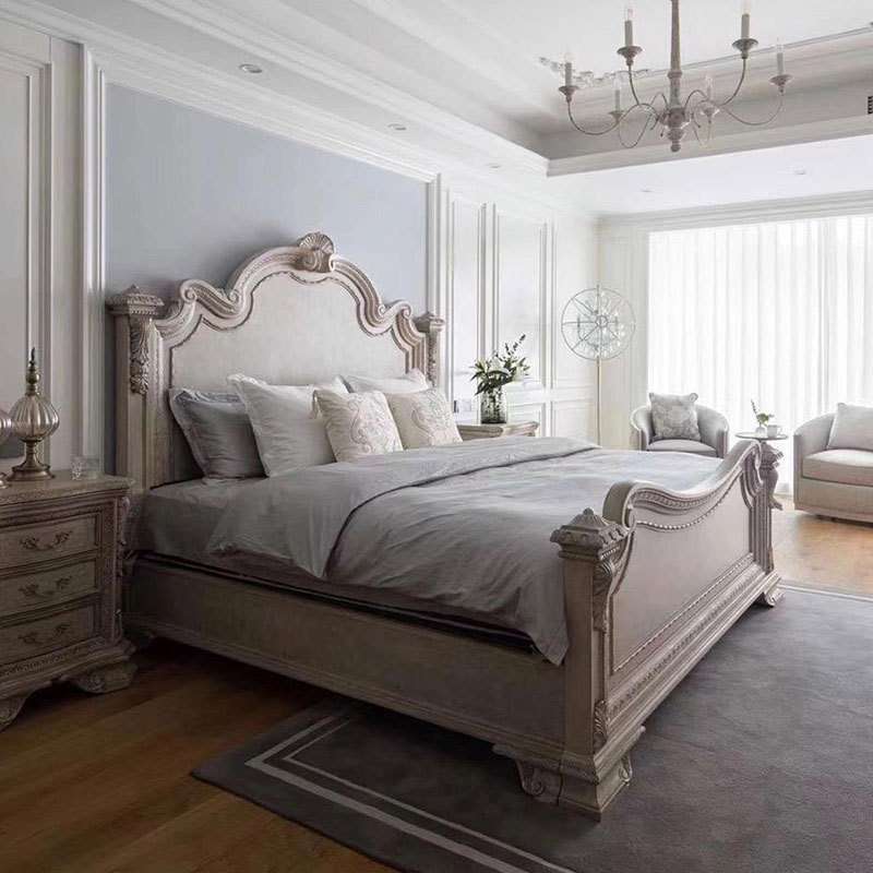 美式art实木床复兴印记双人床法式复古雕花法式做旧纯美实木床