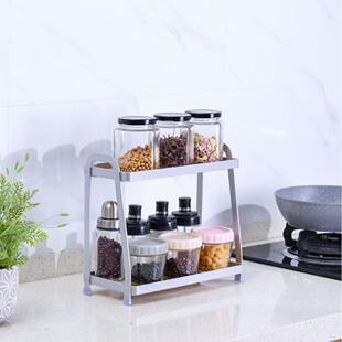 铝合金木质收纳架厨房桌面调料置物架家用多功能收纳浴室收纳架