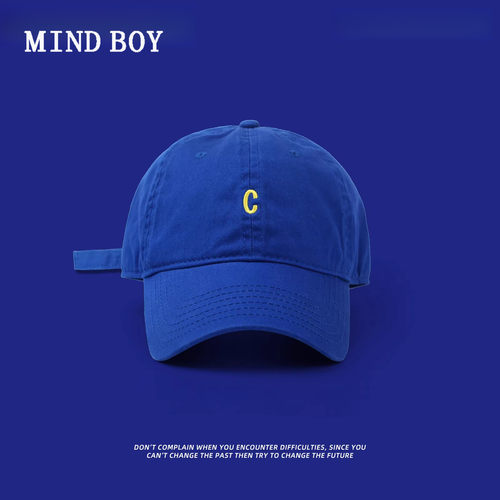 MIND BOY帽子夏显脸小克莱因蓝棒球帽男女通用字母C软顶鸭舌帽