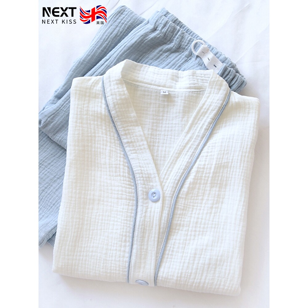 英国netx Kiss纱布月子服夏季薄款产后春夏产妇哺乳孕妇睡衣套装