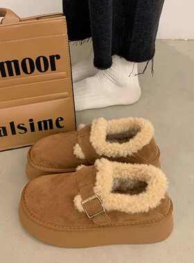 netx ROAD英国联名孕妇厚底雪地靴女2024新款冬季加绒加厚勃肯鞋