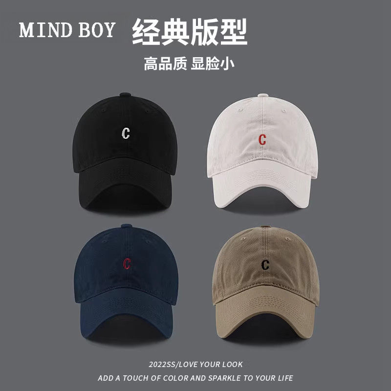 MIND BOY鸭舌帽女韩版字母时尚复古大头围显脸小遮阳棒球帽子男