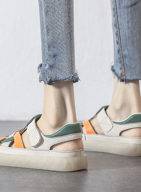 netx ROAD英国联名孕妇真皮运动凉鞋女夏季2025新款镂空罗马鞋