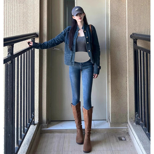 Next Alice孕妇裤子冬装外穿小个子长裤加绒加厚孕晚期牛仔小脚裤