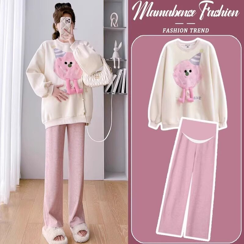 法国Uamtor孕妇套装秋冬新款时尚洋气时髦休闲宽松上衣卫衣长裤子